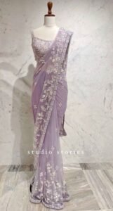 Lightweight Chiffon & Net Floral Saree with Lace